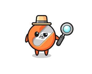 the mascot of cute pencil sharpener as a detective