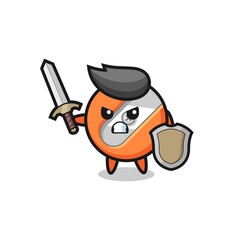 cute pencil sharpener soldier fighting with sword and shield