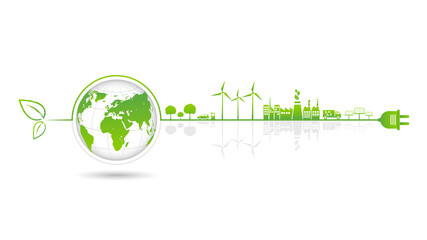 Banner design for sustainable energy development, World Environmental and Ecology friendly concept, Vector illustration