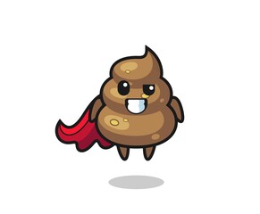 the cute poop character as a flying superhero