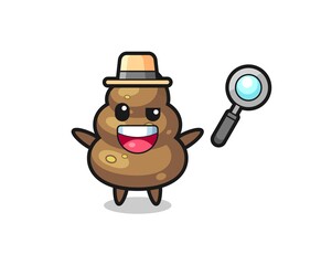 illustration of the poop mascot as a detective who manages to solve a case