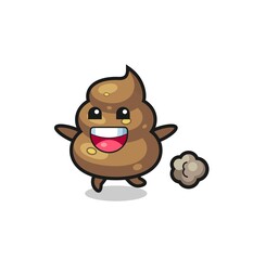 the happy poop cartoon with running pose