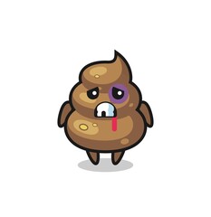injured poop character with a bruised face