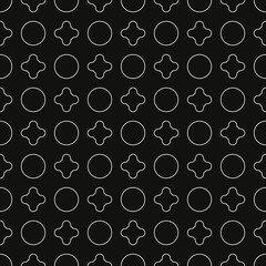 Crosses and circles. Vector seamless shapes pattern. Empty rings and crosses ornament.