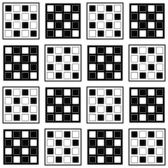 Checkered tile pattern. Chess within chess ornament. Vector same black and white squares and inside the same.