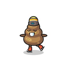 poop cartoon as an ice skating player doing perform