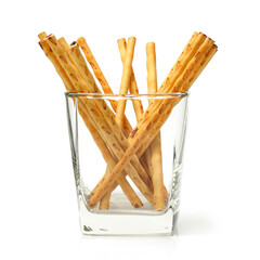 bread sticks on white background 