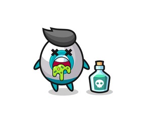 illustration of an rocket character vomiting due to poisoning