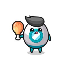 rocket cute mascot is eating a fried chicken