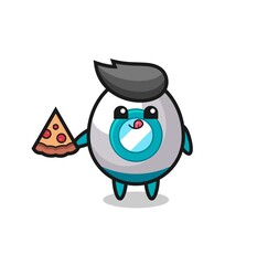cute rocket cartoon eating pizza