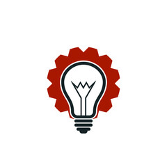 Light bulb gear idea icon isolated on white background