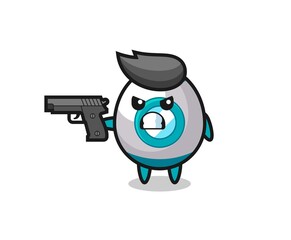 the cute rocket character shoot with a gun
