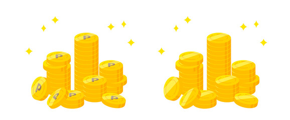 積まれたコイン　ポイント　イメージ　イラスト