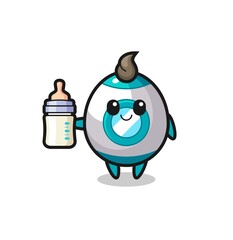 baby rocket cartoon character with milk bottle