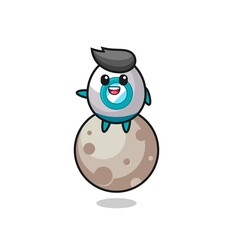 illustration of rocket cartoon sitting on the moon