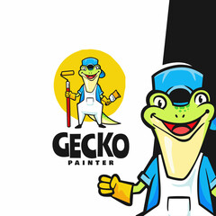 Gecko Mascot Cartoon Logo Template