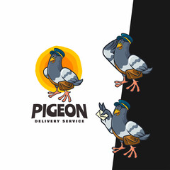 Pigeon Mascot cartoon Logo Template