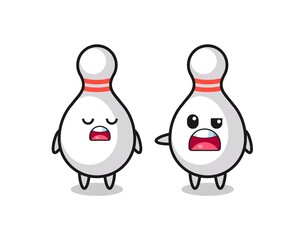 illustration of the argue between two cute bowling pin characters