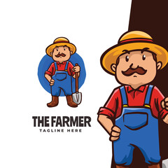 The farmer mascot Cartoon Logo template