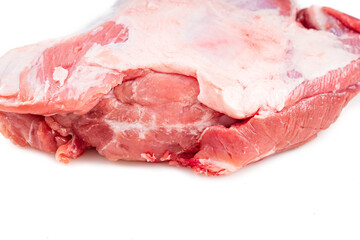 piece of raw pork on a white background. isolated. 