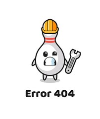 error 404 with the cute bowling pin mascot