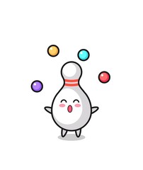the bowling pin circus cartoon juggling a ball