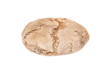 Loaf of brown bread isolated on white                               background.