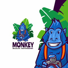 monkey mascot cartoon logo template