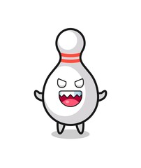 illustration of evil bowling pin mascot character