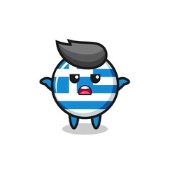 greece flag mascot character saying I do not know