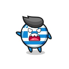 cute greece flag cartoon in a very angry pose