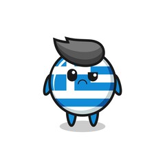 the mascot of the greece flag with sceptical face