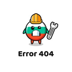 error 404 with the cute bulgaria flag badge mascot