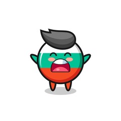 cute bulgaria flag badge mascot with a yawn expression