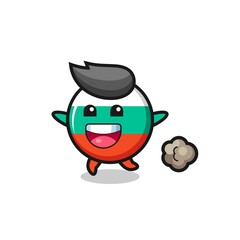 the happy bulgaria flag badge cartoon with running pose