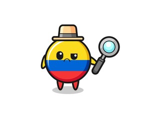 the mascot of cute colombia flag badge as a detective