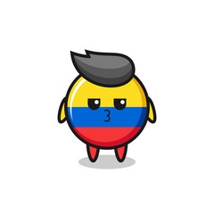 the bored expression of cute colombia flag badge characters