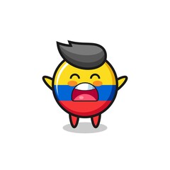 Fototapeta premium cute colombia flag badge mascot with a yawn expression