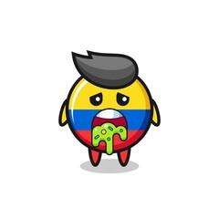 the cute colombia flag badge character with puke