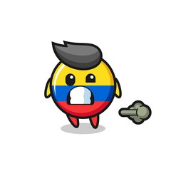 the illustration of the colombia flag badge cartoon doing fart