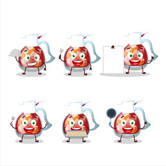 Cartoon character of sangria with various chef emoticons