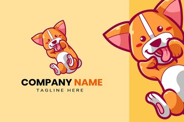 Cute Kawaii Puppy Dog Mascot Cartoon Logo Design Icon Illustration Character Hand Drawn. Suitable for every category of business, company, brand like pet store or pet shop, toys, food, and many more