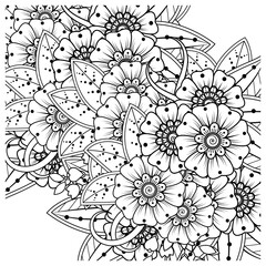 Mehndi flower for henna, mehndi, tattoo, decoration. decorative ornament in ethnic oriental style. doodle ornament. coloring book page.