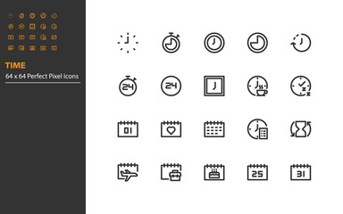 set of time line icons, calendar, time management, clock, event