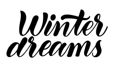 Fototapeta na wymiar Winter dreams, isolated vector christmas lettering illustration.