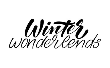 Winter wonderlends, christmas lettering and calligraphy quote for winter card and poster.