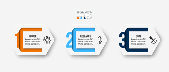 Business infographic  template with step or option design.