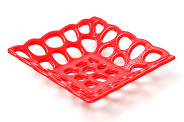 Empty red plastic tray 