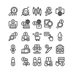 Set of Trade Trader Trading Outline Icon, Logo, and illustration