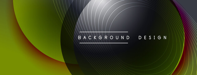 Gradient circles with shadows. Vector techno abstract background. Modern overlapping forms wallpaper background, design template